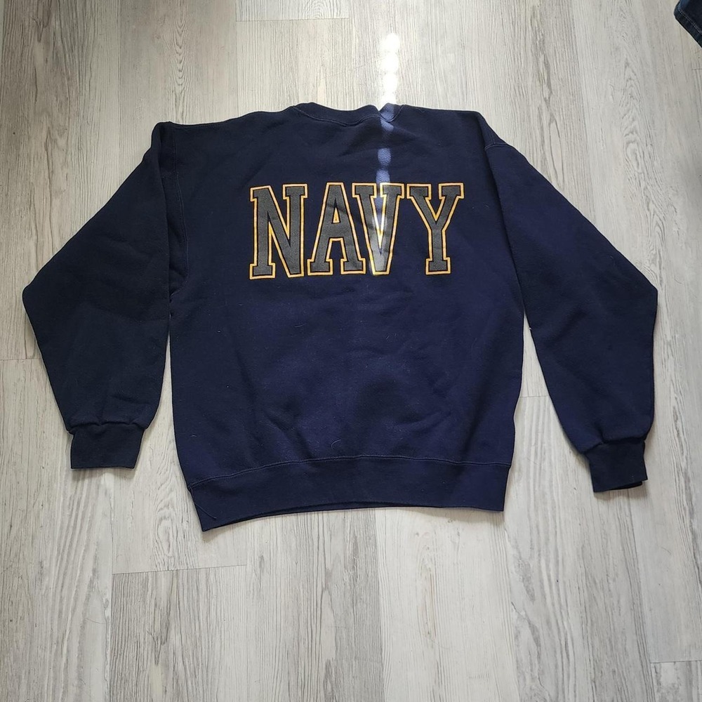Vintage made in USA US Navy blue crewneck sweatshirt with yellow logo Size M